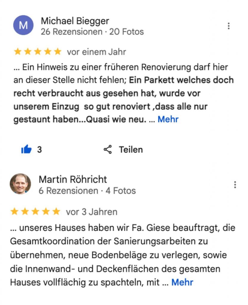 Giese Bewertungen Boden Google